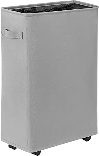 WOWLIVE Schlanker Wäschekorb, Kleine Wäscheboxen, Faltbarer Wäschekorb, Wasserdichter Wäschesack, Schlanker Wäschesortierer mit Rädern - 44 L, Grau von WOWLIVE