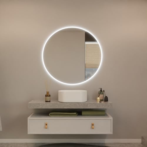 WOWMÖBEL LED Rundspiegel 130x130 cm - Personalisierbarer Spiegel, Ihrer Wahl Kosmetikspiegel mit Beleuchtung, Bluetooth Lautsprecher, Spiegelheizung, Lichtfarbe wählbar | Braga WOWMÖBEL LED Rundspiegel 130x130 cm - Personalisierbarer Spiegel, Ihrer Wahl Kosmetikspiegel mit Beleuchtung, Bluetooth Lautsprecher, Spiegelheizung, Lichtfarbe wählbar | Braga von WOWMÖBEL