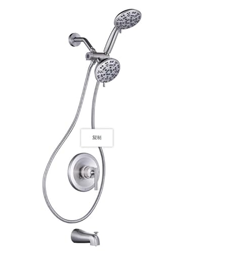 WOWOW Duscharmatur-Set – Duschkopf-Set aus gebürstetem Nickel mit 2-in-1-Hochdruck-Regenduschkopf mit Handbrause-Kombination, Dual-Regenduschkopf mit Handbrause (Messingventil im Lieferumfang WOWOW Duscharmatur-Set – Duschkopf-Set aus gebürstetem Nickel mit 2-in-1-Hochdruck-Regenduschkopf mit Handbrause-Kombination, Dual-Regenduschkopf mit Handbrause (Messingventil im Lieferumfang von WOWOW