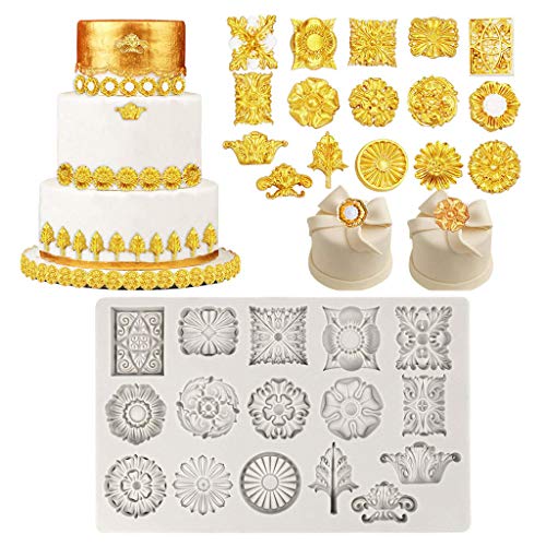 WOWOWO Barock Fondantform Medaillon Silikonform für DIY Backkuchen Cupcake Dekor von Boppon
