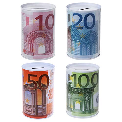 WOWOWO Creative Euro Dollar Metal Cylinder Piggy Bank Money Box Home Decoration von WOWOWO