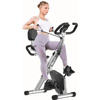 Faltbarer Heimtrainer – Heimtrainer mit LCD-Monitor und manueller Pulsmessung – 8 magnetische Widerstandsstufen – Max. Belastung 150 kg – Silber von WOWTTRELAX