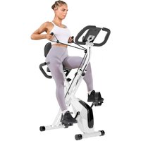 Faltbarer Heimtrainer – Heimtrainer mit LCD-Monitor und manueller Pulsmessung – 8 magnetische Widerstandsstufen – Max. Belastung 150 kg – Weiß von WOWTTRELAX