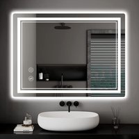 Wowttrelax Badezimmerspiegel mit LED-Leuchten, 50 x 70 cm, Hintergrundbeleuchtung, Kosmetikspiegel zur Wandmontage mit dimmbarem Schalter, 3 Farben von WOWTTRELAX