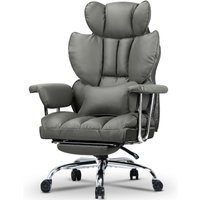 Wowttrelax - Bürostuhl 150 kg mit Fußstütze Hochsitz-Bürostuhl - Grau von WOWTTRELAX