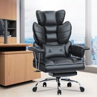 Wowttrelax - Ergonomischer Bürostuhl mit Fußstütze und Lordosenstütze - Kunstleder - mit Lordosenstütze und hoher Rückenlehne - Bequemer Bürostuhl von WOWTTRELAX