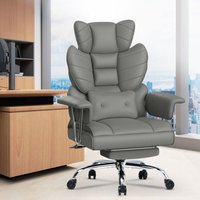 Wowttrelax - Ergonomischer Bürostuhl mit Fußstütze und Lordosenstütze - Kunstleder - mit Lordosenstütze und hoher Rückenlehne - Bequemer Bürostuhl von WOWTTRELAX