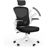 Wowttrelax - Ergonomischer Bürostuhl mit um 90° klappbaren Armlehnen, Lordosenstütze, verstellbaren Kopfstützen, bequemem Computerdrehstuhl mit hoher von WOWTTRELAX