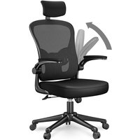 Wowttrelax - Ergonomischer Bürostuhl mit um 90° klappbaren Armlehnen, Lordosenstütze, verstellbaren Kopfstützen, bequemem Computerdrehstuhl mit hoher von WOWTTRELAX