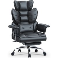 Wowttrelax - Leder Bürostuhl mit Rückenlehne, Chefsessel mit Fußstütze und Lordosenstütze, Chefsessel, Schwarz Wowttrelax - Leder Bürostuhl mit Rückenlehne, Chefsessel mit Fußstütze und Lordosenstütze, Chefsessel, Schwarz von WOWTTRELAX