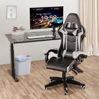 Wowttrelax - Nero Weiß Gaming Stuhl - 135° verstellbare Rückenlehne Gaming Stuhl - Bürostuhl mit Kopfstütze, Lordosenstütze - 120 kg belastbar Wowttrelax - Nero Weiß Gaming Stuhl - 135° verstellbare Rückenlehne Gaming Stuhl - Bürostuhl mit Kopfstütze, Lordosenstütze - 120 kg belastbar von WOWTTRELAX