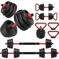Wowttrelax Verstellbare Hanteln - 4 in 1, XXL Hantel, Zement, Kunststoff, 20 kg, Schwarz und Orange/Rot - Krafttraining, Hantelset, Home Gym, Fitness von WOWTTRELAX