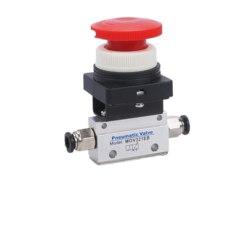 1 Stück MOV-321EB MOV-321PB 1/8" PT-Gewinde Dreiwege-Zweipositions-Pneumatikventil mit rotem Pilzkopf und Zubehör(8MM) von WOXEVOLM