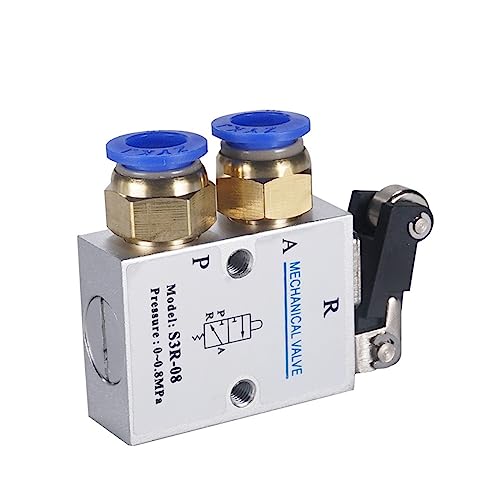 1 Stück mechanisches Ventil S3R-M5 Rollenhebel mechanisches Ventil mit M5 Zoll M5 Zoll 3-Wege 2 Position(S3R-M5 PC4-M5) von WOXEVOLM