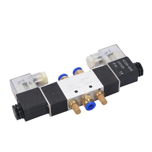 4V220-08 5-Wege-2-Positionen-1/4-Zoll-Luftpneumatik-Magnetventil DC12V DC24V AC110V AC220V mit 4mm 6mm 8mm 10mm 12mm Stecker(No connector,DC12V) von WOXEVOLM