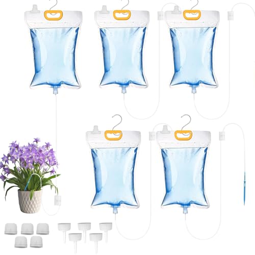 5x 3,5L Automatische Bewässerung für Topfpflanzen, Urlaubsbewässerung, Balkon & Zimmerpflanzen - Tropfbewässerungssystem mit einstellbarem Ventil, Wasserspender ohne Wasseranschluss von WOXFUWOXFU
