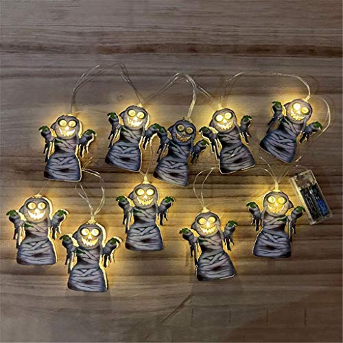 WOXIHUAN 10 LED Halloween Lichterkette Batteriebetrieben Horror Lichterketten Halloween Deko Gruselig Lichterketten Außen Innen Lampe Batterie Hängeleuchten für Halloween Party Garten Dekoration von WOXIHUAN