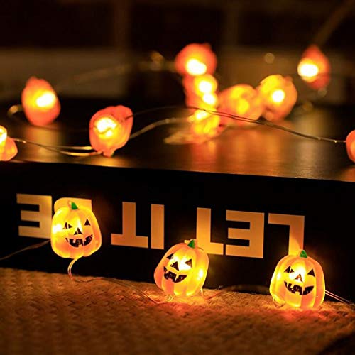 5m Halloween Lichterkette Batterie Halloween Kürbis Lampe 50 LED Dekorative Lichterketten Gelb Lampe Halloween Deko Indoor Outdoor Led Lichterkette für Halloween Party Gärten von WOXIHUAN