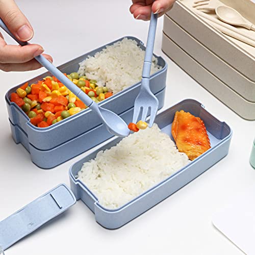 WOXIHUAN Bento Box für Kinder Bento Box Erwachsene Lunchbox mit Löffel und Gabel 3-lagige Brotdose Schule Jungen Mädchen Auslaufsichere Bentobox Brotdosen Groß Bentodose von WOXIHUAN