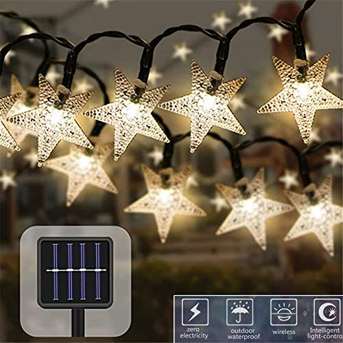 WOXIHUAN Solar Lichterkette Aussen Wetterfest Star Lichterketten Außen Innen Courtyard Outdoor Lichterkette Weihnachten Deko Licht Warmweiß Solarleuchten Garten Solarlampen Solar Laterne von WOXIHUAN