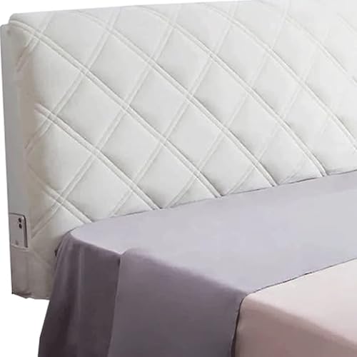 Beige Bett Kopfteil Bezug 180/140/200/160cm Samt Gepolstert Bettkopfteil Hussen Kopfteilbezug Stoff Elastisch All-inclusive Protector Kopfteil Hussen Für Bett, Kopfenden Bezug Waschbar Für Schlafzimme von WOYAOFEI