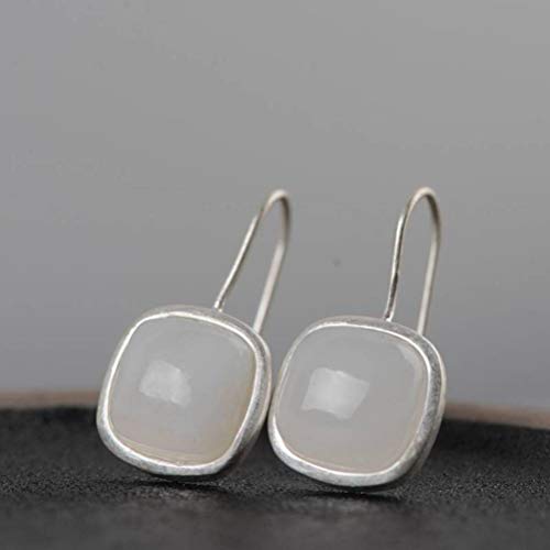 WOZUIMEI Chinesische Ohrringe Eardrop S925 Silber Retro Fashion Einfache Thai Silber Ohrringe Feminine Nephrite OhrringeWie gezeigt von WOZUIMEI