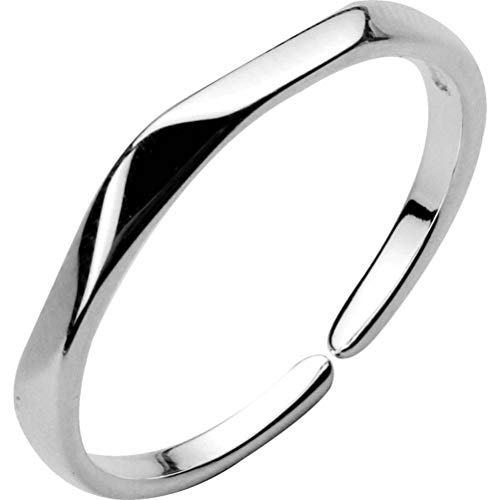 WOZUIMEI S925 Einfache Silberne Ringe Koreanischer Personalisierter Ring für Frauen Stil Glatter Schwanzring, Der Unterschmuck ÖffnetÖffnung eingestellt von WOZUIMEI