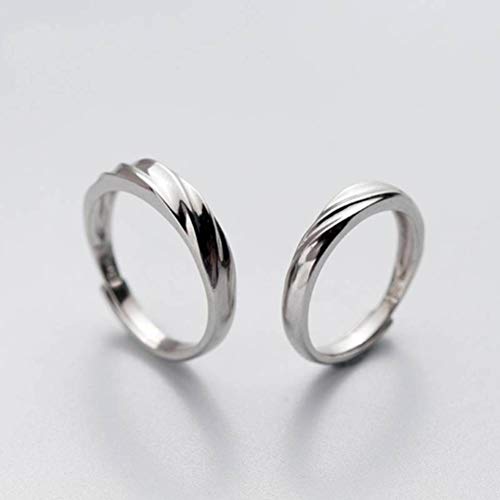 WOZUIMEI S925 Silber Paar Ringe Koreanische Süße Romantische Minimalistische Mode Ringe Diagonale Linien Paar Ringe Schmuckein Paar, Öffnung eingestellt von WOZUIMEI