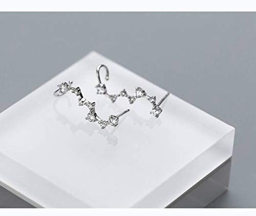 WOZUIMEI S925 Weißer Pilzclip Weibliche Koreanische Mode Süßer Diamant Sieben-Sterne-Ohr Auspuff Qualität Reihe Diamant Lange OhrsteckerEin Paar von WOZUIMEI