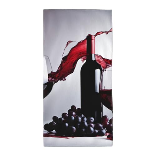 Badetuch mit Rotwein-Aufdruck, atmungsaktiv, schnelltrocknend, Strand, Camping, Pool, Fitnessstudio, Reisen, Urlaub, vielseitig einsetzbar von WOmeng