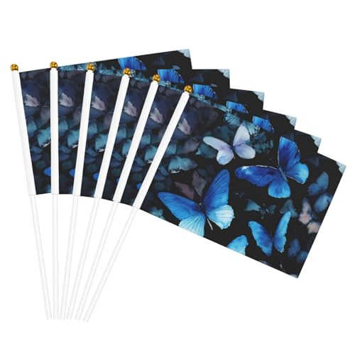 Blaue Schmetterlinge, weiße Blumen, praktische Handflaggen, tragbare Flagge, Dekoration, Hochzeiten, Jubiläen, Feiertage Blaue Schmetterlinge, weiße Blumen, praktische Handflaggen, tragbare Flagge, Dekoration, Hochzeiten, Jubiläen, Feiertage von WOmeng