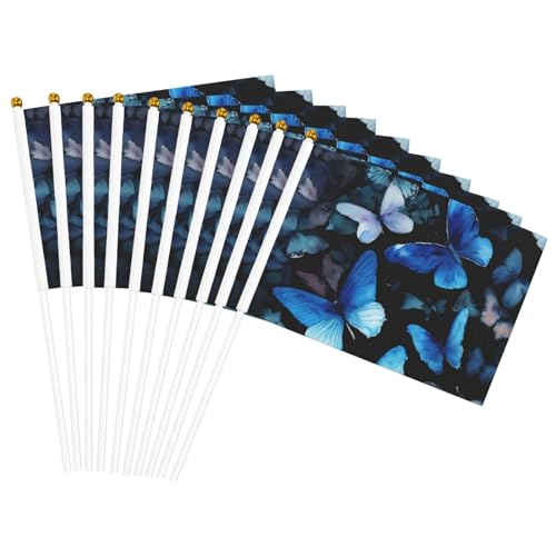 Blaue Schmetterlinge, weiße Blumen, praktische Handflaggen, tragbare Flagge, Dekoration, Hochzeiten, Jubiläen, Feiertage Blaue Schmetterlinge, weiße Blumen, praktische Handflaggen, tragbare Flagge, Dekoration, Hochzeiten, Jubiläen, Feiertage von WOmeng