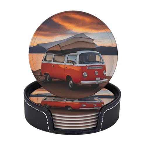 Camping Print 6 Set praktische Tassen-Untersetzer Büro Küche Couchtisch Dekor Esszimmer leicht zu reinigen von WOmeng