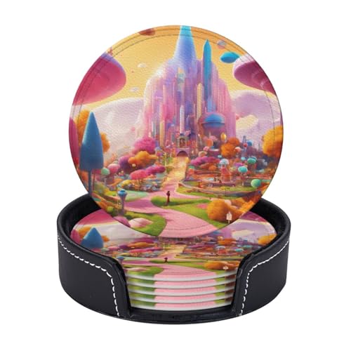 Candy Land Print 6 Set praktische Tassen-Untersetzer Büro Küche Couchtisch Dekor Esszimmer leicht zu reinigen von WOmeng