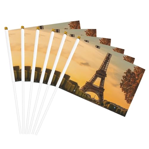Eiffelturm Paris Herbst Druck Bequemlichkeit Handflaggen Tragbare Flagge Dekor Hochzeit Jubiläen Urlaub von WOmeng