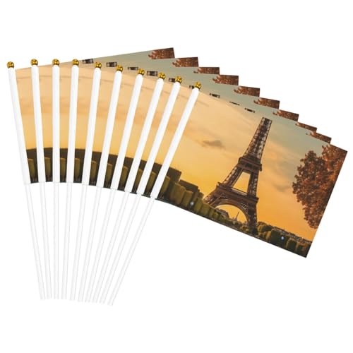 Eiffelturm Paris Herbst Druck Bequemlichkeit Handflaggen Tragbare Flagge Dekor Hochzeit Jubiläen Urlaub von WOmeng