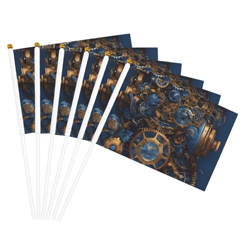 Gears Clock Bronze Century Print Convenience Handheld Flags Portable Flag Decor Weddings Anniversaries Holidays von WOmeng