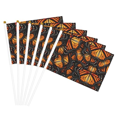 Heaps of Orange Monarch Butterflies Print Convenience Handheld Flags Portable Flag Decor Weddings Anniversaries Holidays von WOmeng