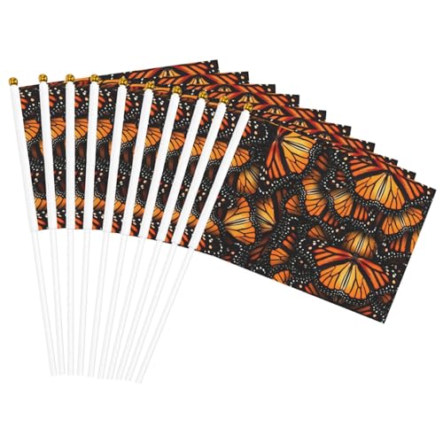 Heaps of Orange Monarch Butterflies Print Convenience Handheld Flags Portable Flag Decor Weddings Anniversaries Holidays von WOmeng