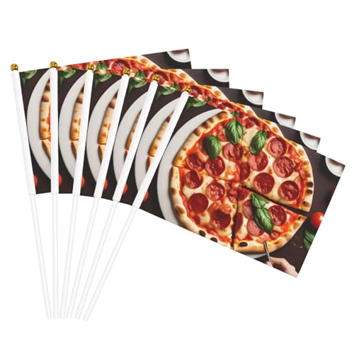 Pizza Food Print Convenience Handheld Flags Portable Flag Decor Weddings Anniversaries Holidays von WOmeng