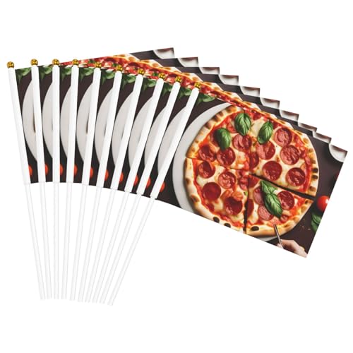 Pizza Food Print Convenience Handheld Flags Portable Flag Decor Weddings Anniversaries Holidays von WOmeng