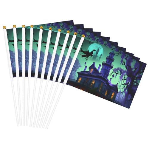 Schwarze Haunted Mansion Print Convenience Handheld Flags Portable Flag Decor Weddings Anniversaries Holidays von WOmeng