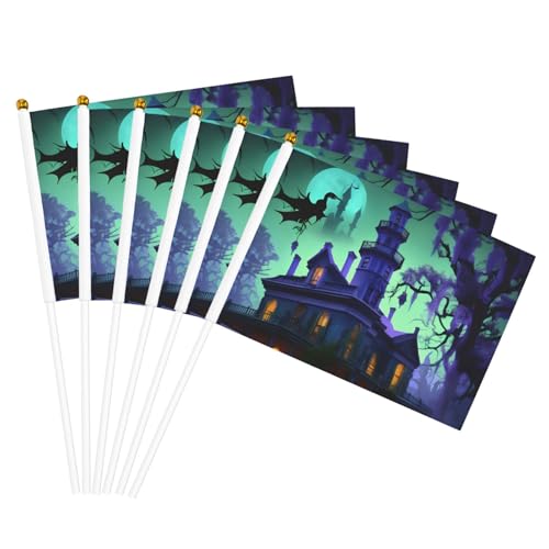 Schwarze Haunted Mansion Print Convenience Handheld Flags Portable Flag Decor Weddings Anniversaries Holidays von WOmeng