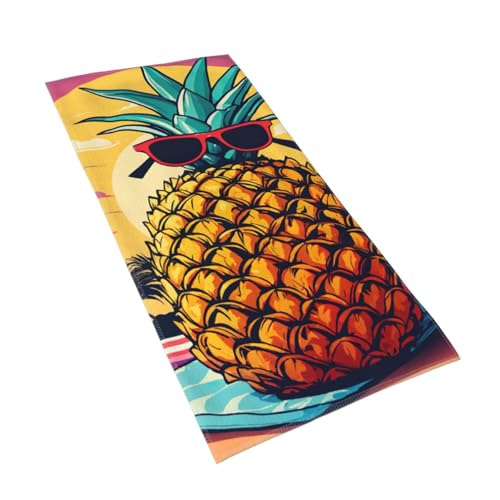 WOmeng Badetuch mit Ananas-Frucht-Sonnenbrille, Sand, Stranddruck, atmungsaktiv, schnelltrocknend, Strand, Camping, Pool, Fitnessstudio, Reisen, Urlaub, vielseitig einsetzbar von WOmeng