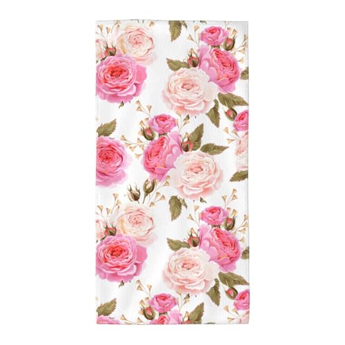 WOmeng Badetuch mit Blumenmuster, Rosa, atmungsaktiv, schnelltrocknend, Strand, Camping, Pool, Fitnessstudio, Reisen, Urlaub, vielseitig einsetzbar von WOmeng