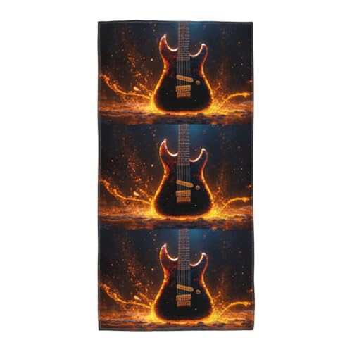WOmeng Badetuch mit E-Gitarren-Druck, atmungsaktiv, schnelltrocknend, Strand, Camping, Pool, Fitnessstudio, Reisen, Urlaub, vielseitig einsetzbar von WOmeng