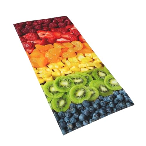 WOmeng Badetuch mit Frucht-Regenbogen-Druck, atmungsaktiv, schnelltrocknend, Strand, Camping, Pool, Fitnessstudio, Reisen, Urlaub, vielseitig einsetzbar von WOmeng