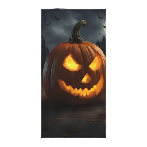 WOmeng Badetuch mit Halloween-Kürbis-Druck, atmungsaktiv, schnelltrocknend, Strand, Camping, Pool, Fitnessstudio, Reisen, Urlaub, vielseitig einsetzbar von WOmeng