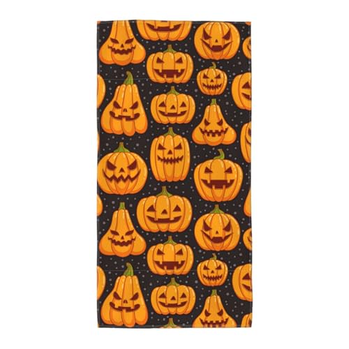 WOmeng Badetuch mit Halloween-Kürbis-Muster, atmungsaktiv, schnelltrocknend, Strand, Camping, Pool, Fitnessstudio, Reisen, Urlaub, vielseitig einsetzbar von WOmeng