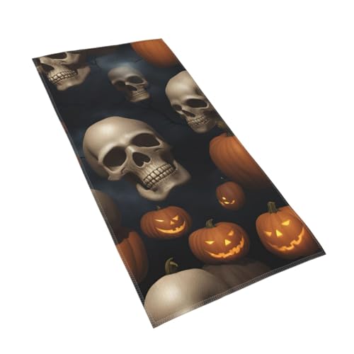 WOmeng Badetuch mit Halloween-Totenkopf-Druck, atmungsaktiv, schnelltrocknend, Strand, Camping, Pool, Fitnessstudio, Reisen, Urlaub, vielseitig einsetzbar von WOmeng
